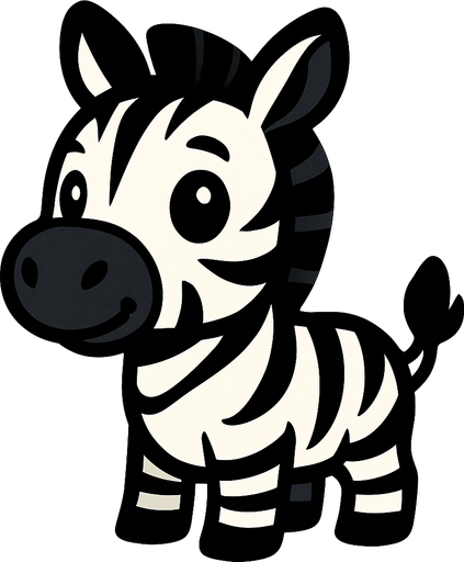Cute zebra.
In-Game asset.  2d.  High contrast.  No shadows