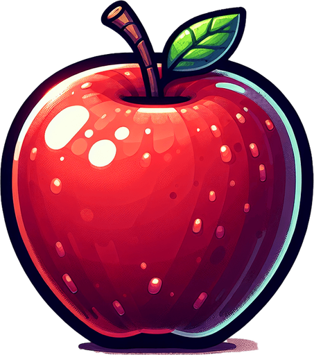 An animated image of an apple.
Single Game Texture. In-Game asset. 2d. Blank background. High contrast. No shadows.