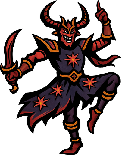 Un bailarin del caos.
In-Game asset.  2d.  High contrast.  No shadows