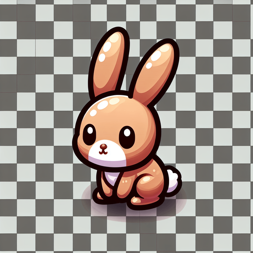 rabbit.
Single Game Texture. In-Game asset. 2d. Blank background. High contrast. No shadows.