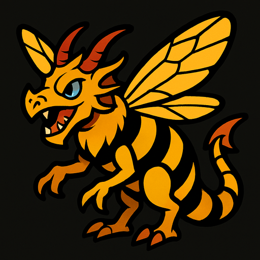 Dragon abeille.
In-Game asset.  2d.  High contrast.  No shadows