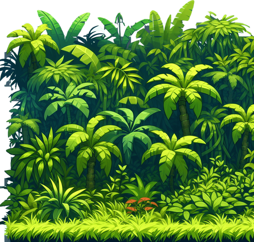 jungle grass.
Single Game Texture.  In-Game asset.  2d.  Blank background.  High contrast.  No shadows