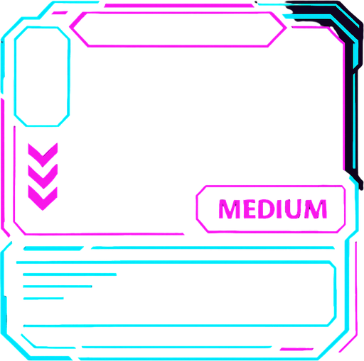 Empty cyberpunk style storybox design in which it's size enable song cover, difficulty level and song description to be added in the storybox.
In-Game asset.  2d.  High contrast.  No shadows