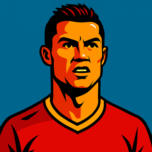 Cristiano ronaldo.
In-Game asset.  2d.  High contrast.  No shadows
