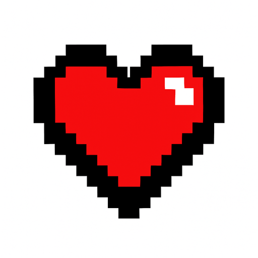 pixel heart.
In-Game asset.  2d.  High contrast.  No shadows
