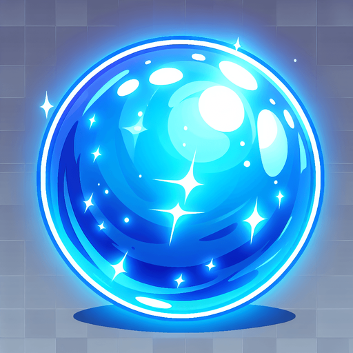 A glowing blue comic energy orb.
Single Game Texture. In-Game asset. 2d. Blank background. High contrast. No shadows.
