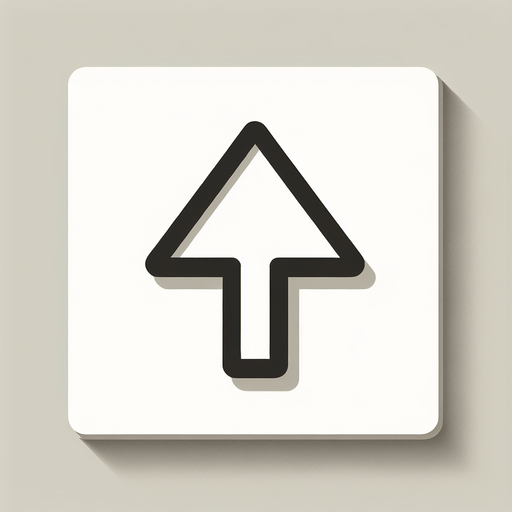 Simple white arrow pointing up. Mouse cursor like. Black outline. No shadow