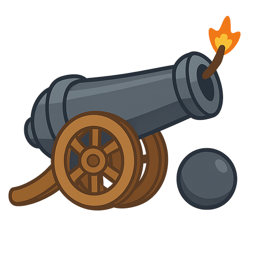 bomb cannon
. No background. Transparent background. Blank background. No shadows. 2d. In-Game asset. flat