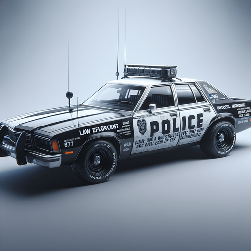 Photorealistic police car. profile view.