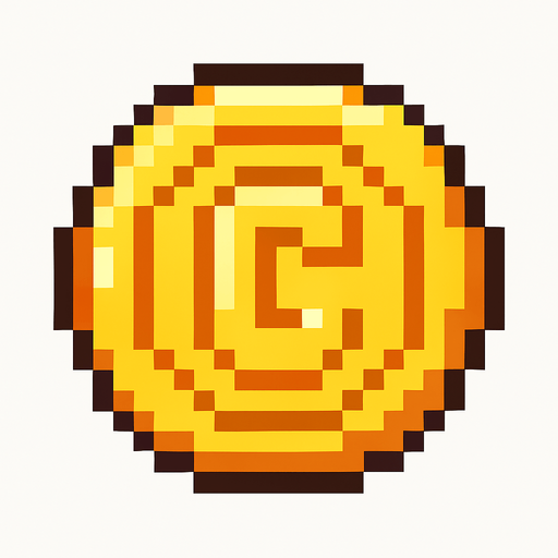 moneda de pixeles.
In-Game asset.  2d.  High contrast.  No shadows