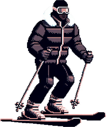 Man on skis.
Retro gaming style