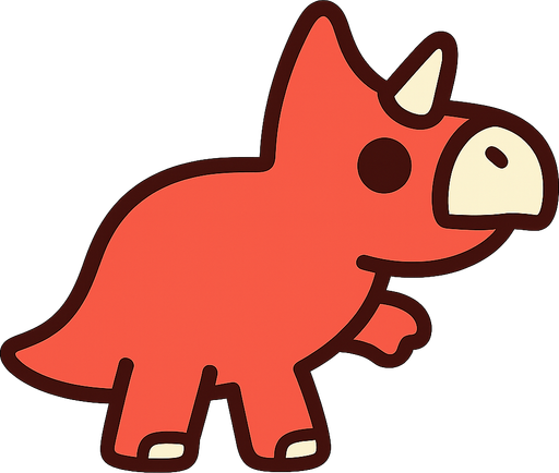 dinosaur facing right, red and white color, thick black outline, adorable, clumsy
. No background. Transparent background. Blank background. No shadows. 2d. In-Game asset. flat