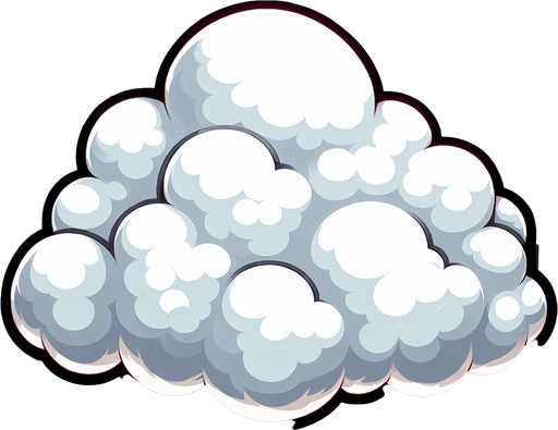 A fluffy white cloud.
Single Game Texture. In-Game asset. 2d. Blank background. High contrast. No shadows.