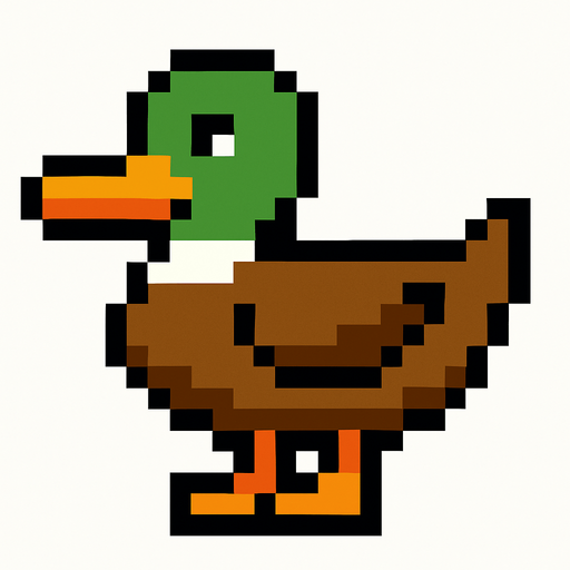 Ordek pixel.
In-Game asset.  2d.  High contrast.  No shadows