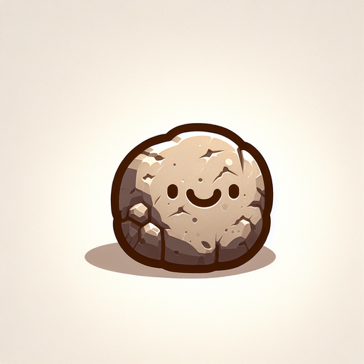 a rock with a smiley face on it.
Single Game Texture. In-Game asset. 2d. Blank background. High contrast. No shadows.