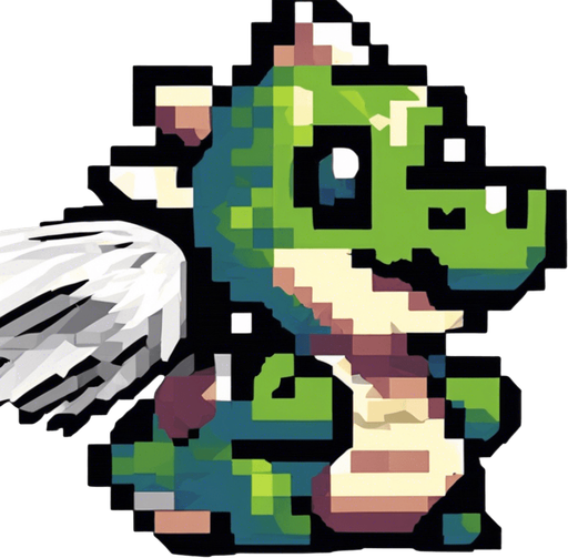 better wings, pixel style, more contrasted, more visible, blue color