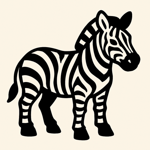 A zebra.
In-Game asset.  2d.  High contrast.  No shadows