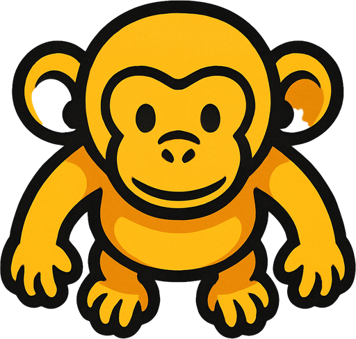 yellow monkey top view.
In-Game asset.  2d.  High contrast.  No shadows