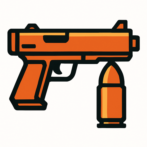 Bullet gun.
In-Game asset.  2d.  High contrast.  No shadows