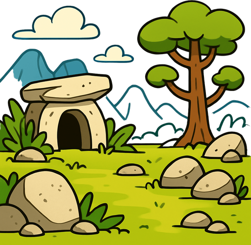 Taş devri arka plan.
In-Game asset.  2d.  High contrast.  No shadows