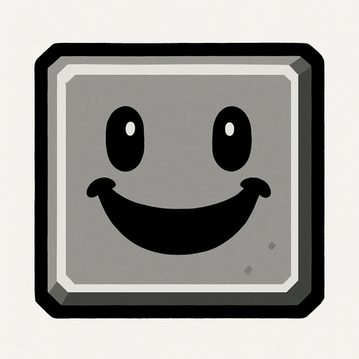Happy gray block.
In-Game asset.  2d.  High contrast.  No shadows