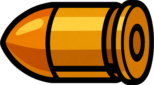 2d revolver bullet.
In-Game asset.  2d.  High contrast.  No shadows
