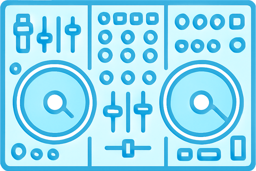 açık mavi dj masası ekipmanı.
In-Game asset.  2d.  High contrast.  No shadows