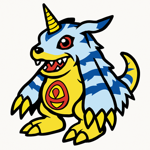 Gabumon.
In-Game asset.  2d.  High contrast.  No shadows