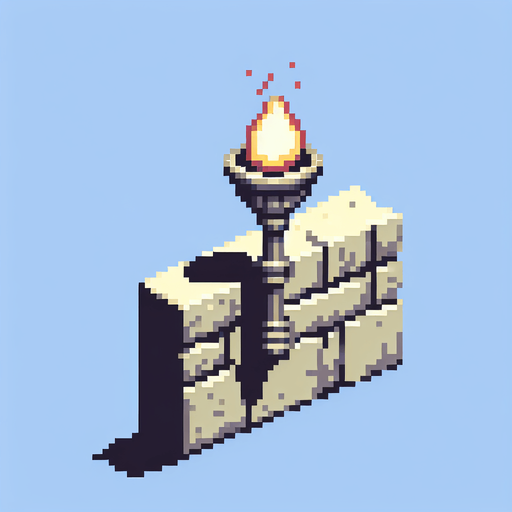 A wall torch. No fire. Pixel art..
Single Game Texture.  In-Game asset.  2d.  Blank background.  High contrast.  No shadows