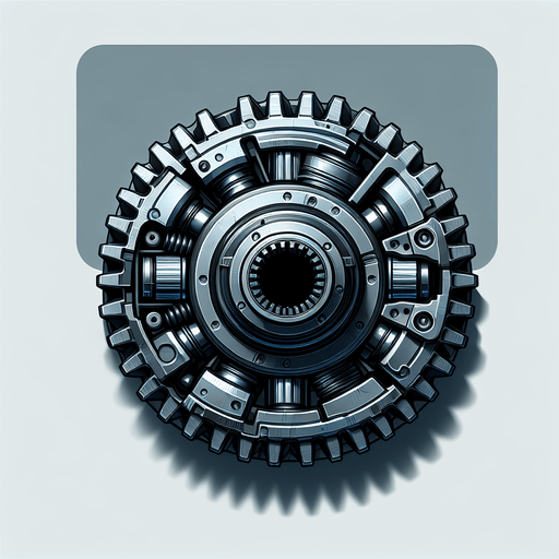 car gear top view.
Single Game Texture.  In-Game asset.  2d.  Blank background.  High contrast.  No shadows