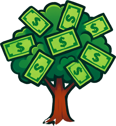 field with money tree.
In-Game asset.  2d.  High contrast.  No shadows