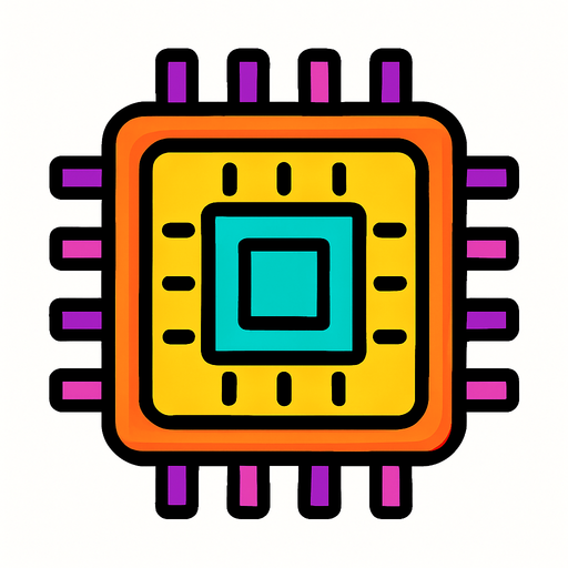 computer chip.
In-Game asset.  2d.  High contrast.  No shadows