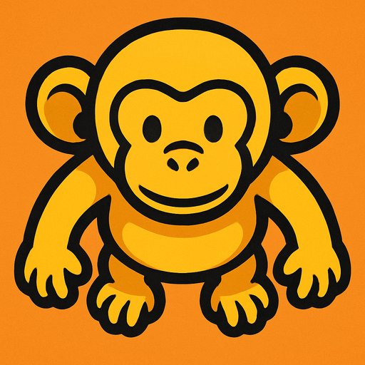 yellow monkey top view.
In-Game asset.  2d.  High contrast.  No shadows