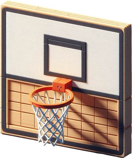 basketball hoop.
Single Game Texture. In-Game asset. 2d. Blank background. High contrast. No shadows.