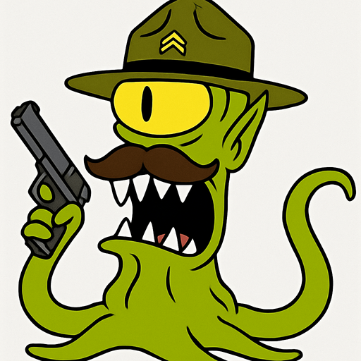 Make my character have a brown mustache, hold a gun and have a sergeant's hat