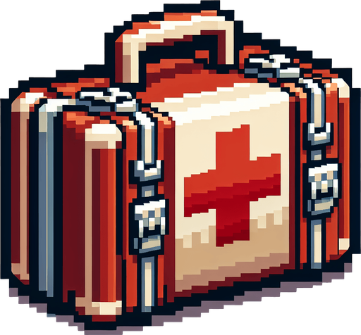 a sprite of a health pack.
a 2d sprite of a health pack