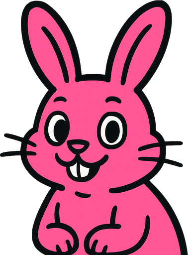 sevimli pembe tavşan.
High contrast.  No shadows