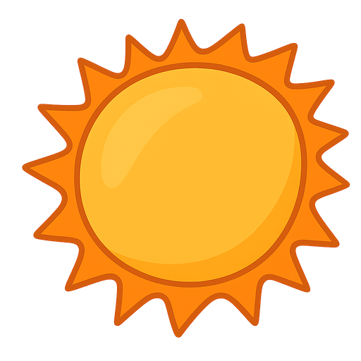 sun. No background. Transparent background. Blank background. No shadows. 2d. In-Game asset. flat