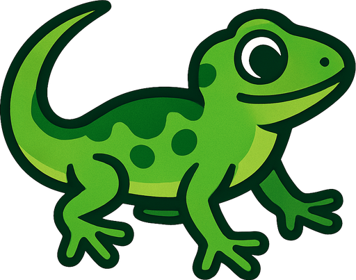 Green lizard.
In-Game asset.  2d.  High contrast.  No shadows