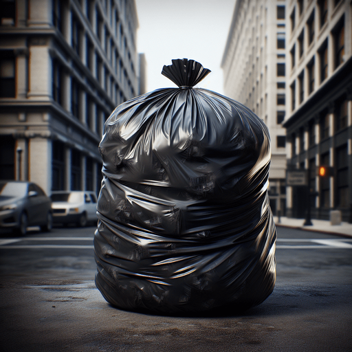 a black garbage bag.
video game style
