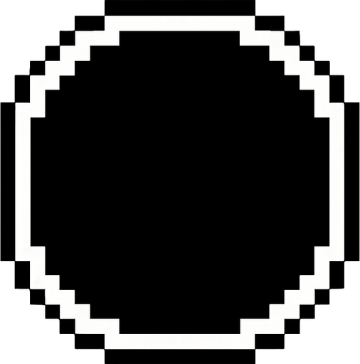 pixel art range circle, white border, filled with black
In-Game asset.  2d.  High contrast.  No shadows