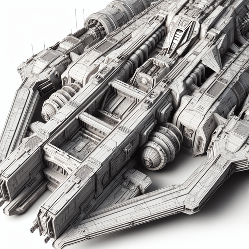 Spaceship.
Single Game Texture.  In-Game asset.  2d.  Blank background.  High contrast.  No shadows