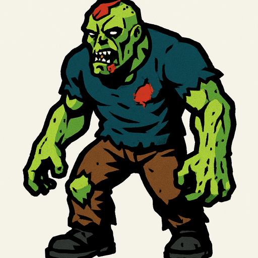 Tough zombie.
In-Game asset.  2d.  High contrast.  No shadows