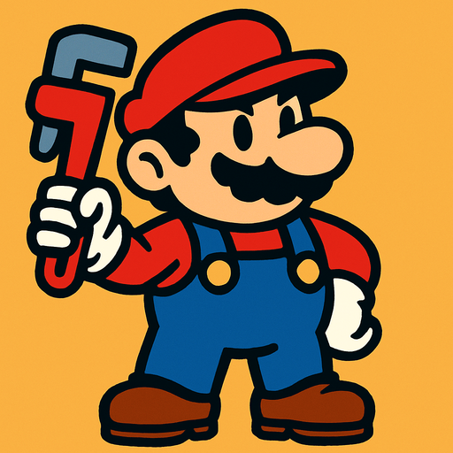 mario like plumber.
In-Game asset.  2d.  High contrast.  No shadows
