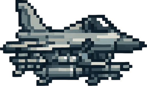 gri 2d piksel yüksek techizatlı uçak.
In-Game asset.  2d.  High contrast.  No shadows