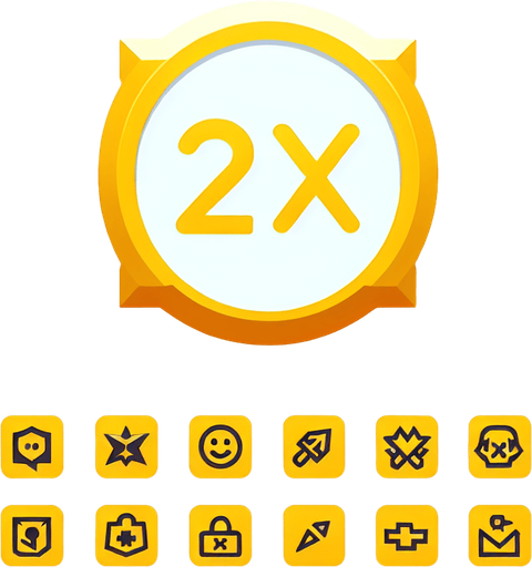 2x points buff.
Single Game Texture. In-Game asset. 2d. Blank background. High contrast. No shadows.