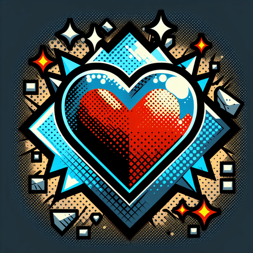 A heart comic style Single Game Texture. In-Game asset. 2d. Blank background. High contrast. No shadows.