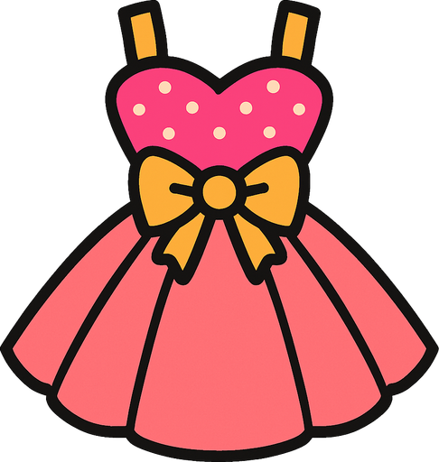 cute designer dress top view..
In-Game asset.  2d.  High contrast.  No shadows