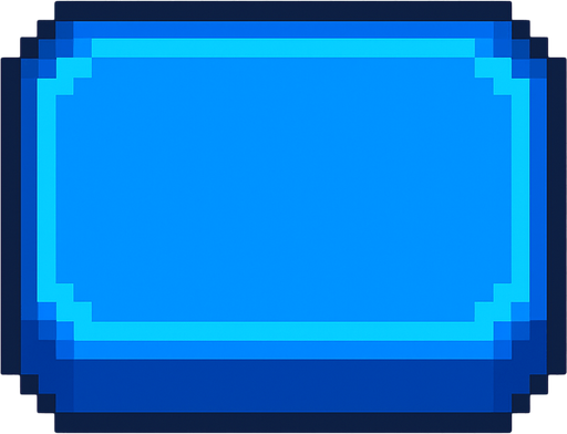 Blank blue button 2d pixilated topdown.
In-Game asset.  2d.  High contrast.  No shadows