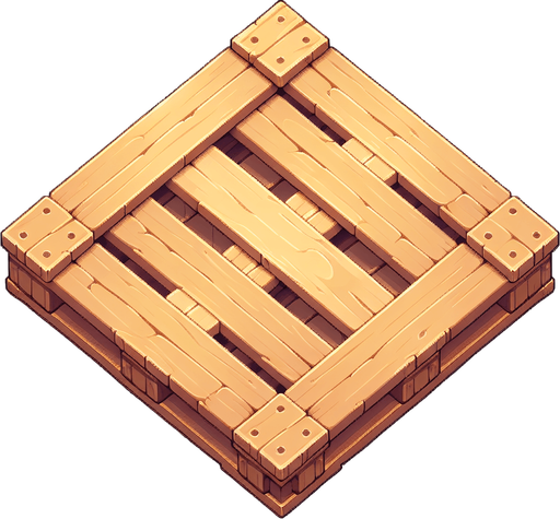 straigth zenith view square light wooden pallet.
Single Game Texture. In-Game asset. 2d. Blank background. High contrast. No shadows.